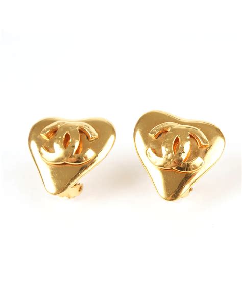 chanel earrings with heart|vintage chanel heart earrings.